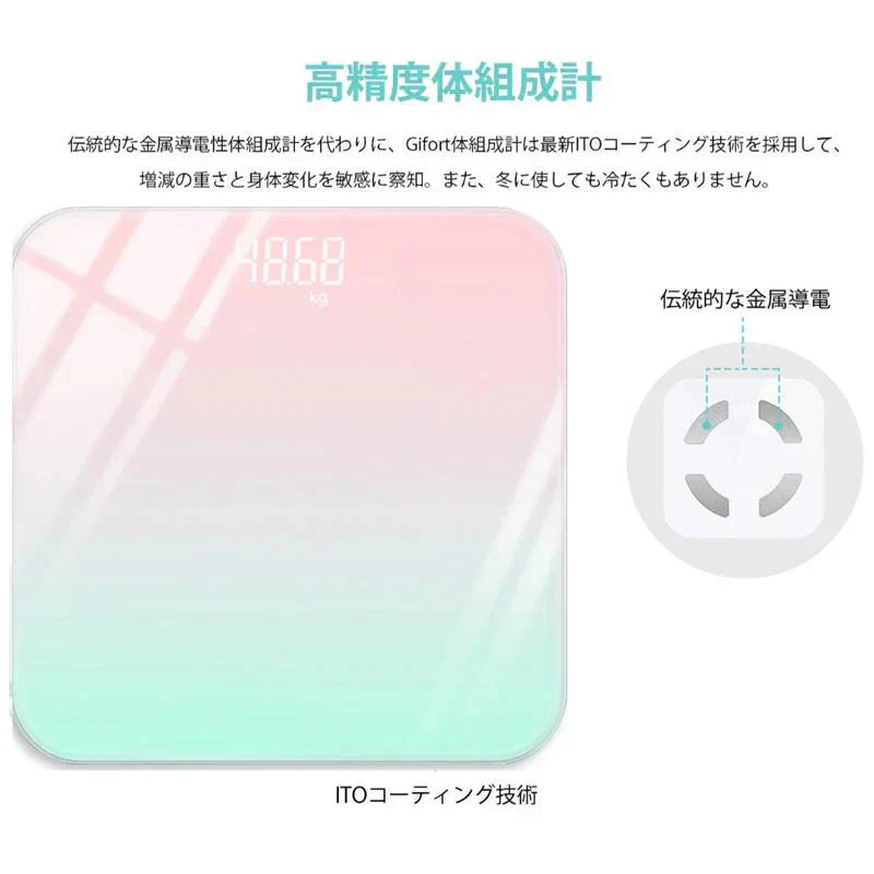 体重計 ヘルスメーター 充電式　デジタル 乗るだけ 電源自動ON/OFF バックライト付 180kgまで対応 高精度 ボディスケール タイプ：タイプA
