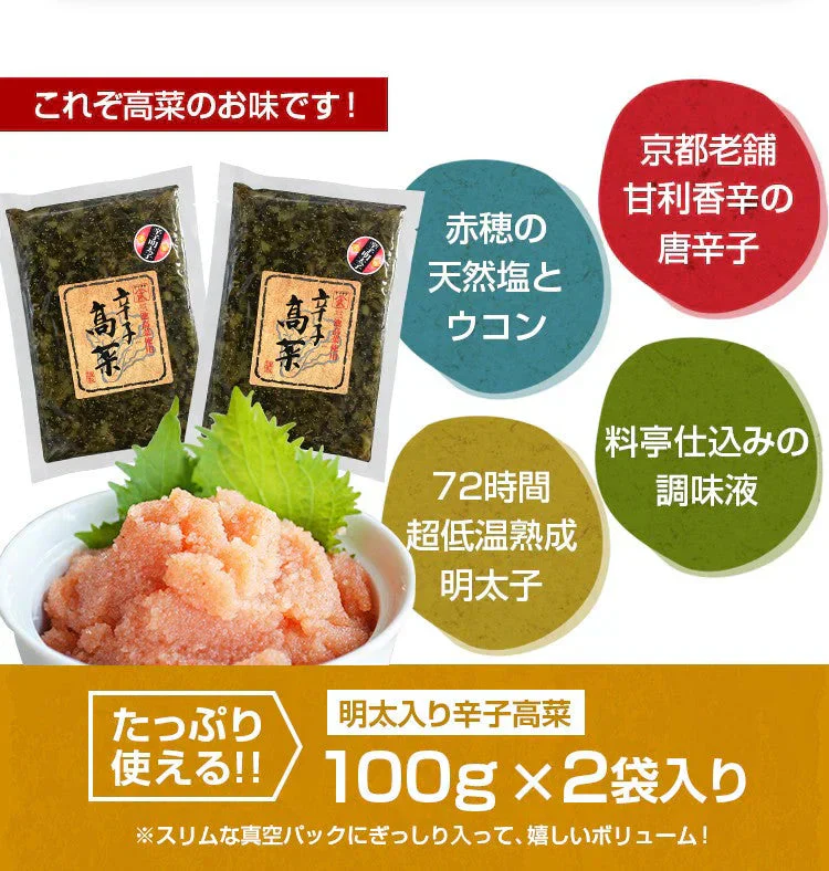 お試し用 明太入り辛子高菜 100g×2袋 送料無料 メール便 明太子 博多 福岡 おかず ご飯のお供 おつまみ 土産 ギフト 手土産 てみやげ おすすめ 日持ち 常温 ポイント消化