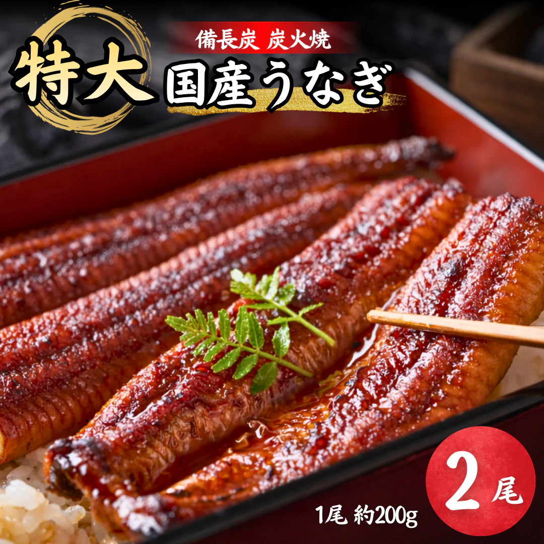 【国産】特大うなぎの蒲焼き 200g×2尾　うなぎ 鰻 丑の日