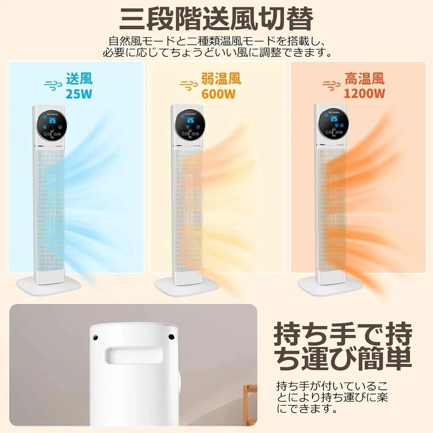 即納商品 電気ファンヒーター 大型 セラミックファンヒーター タワー型 大風量 60°首振り 省エネコンパクト 暖房セラミックヒーター 90cｍ 電気ヒーター w067