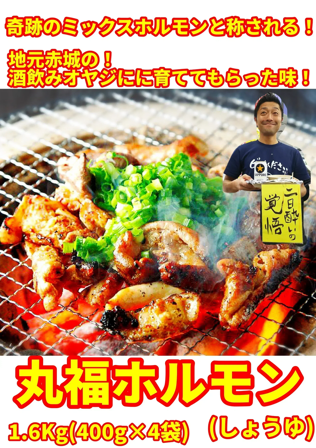 奇跡のミックスホルモン 丸福ホルモン(しょうゆ)400g×4袋(冷凍)たぶん！群馬県で1番芸能人が食べたホルモン焼🐷