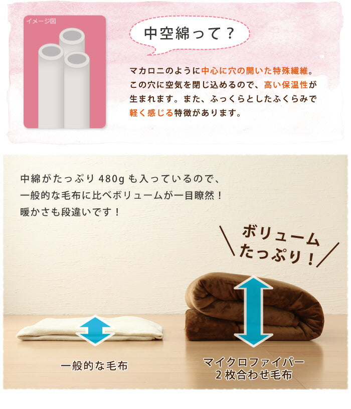 (カラー：ブラウン/サイズ：シングル)2枚合わせ毛布 中綿入り シングル マイクロファイバー あったか 毛布 布団 掛け布団 掛布団 【送料無料】