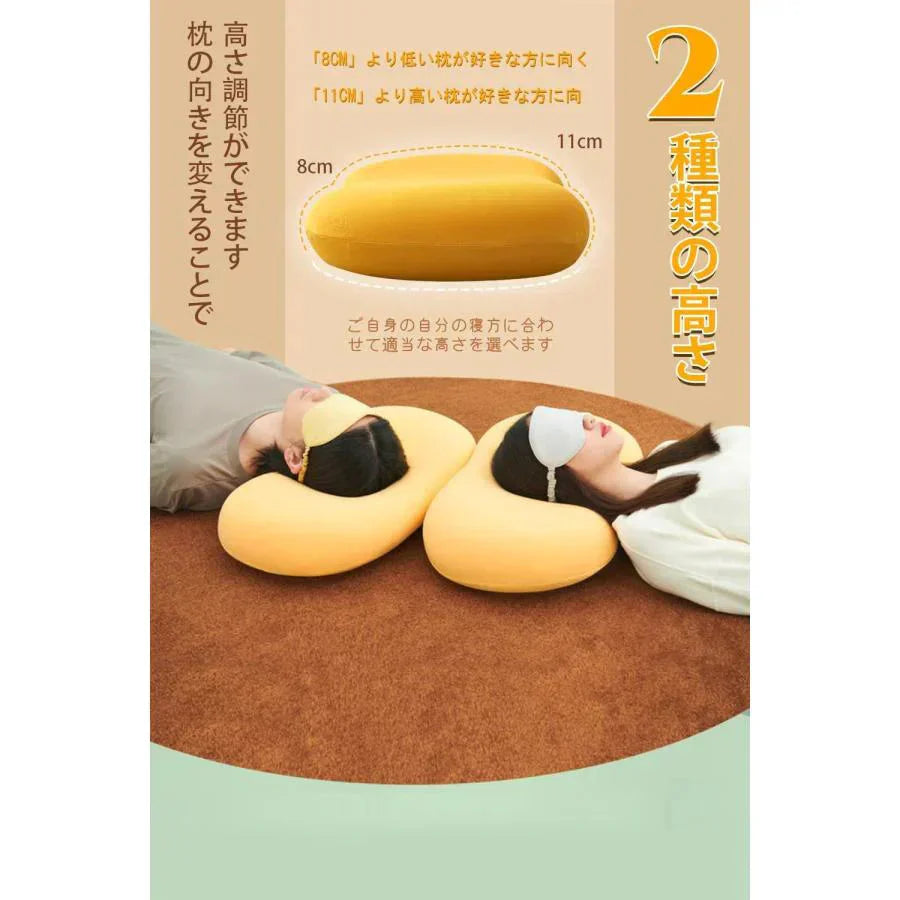 枕 「猫腹マクラ」低反発枕 ふわふわマクラ 安眠枕 抱き枕 クッション 横向き対応 弾力 通気性 二段階高さ いびき防止 頚椎サポート カバー洗濯可 55*35*10cm w538C(ピンク)