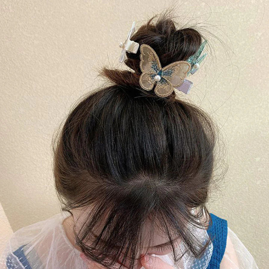 (ホワイト)パール 蝶々クリップ 2WAY ヘアアクセサリー ヘアアレンジ 髪飾り ウェディング 結婚式 二次会