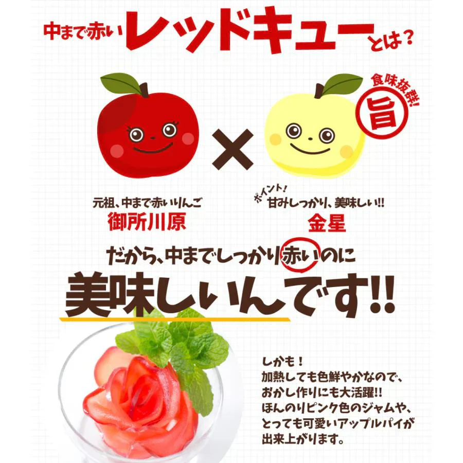 りんご 3kg レッドキュー 青森産 （発送予定：10月中旬より）