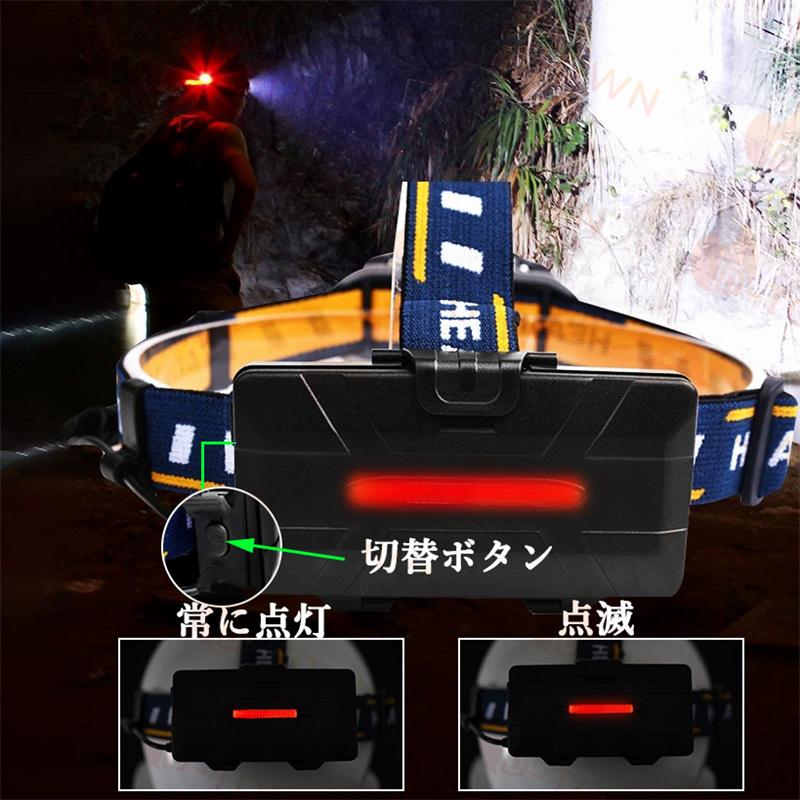 ヘッドライト ヘッドランプ usb充電式 大電力 8モード 18000ルーメン 高輝度 小型軽量 90°回転調整 防水 防塵 作業灯 登山 釣り ランニング 夜釣り キャンプ