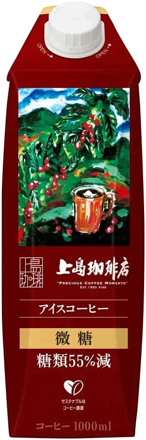 【賞味期限間近】上島珈琲店 アイスコーヒー 微糖 1000ml×12本 賞味期限：2023年11月23日