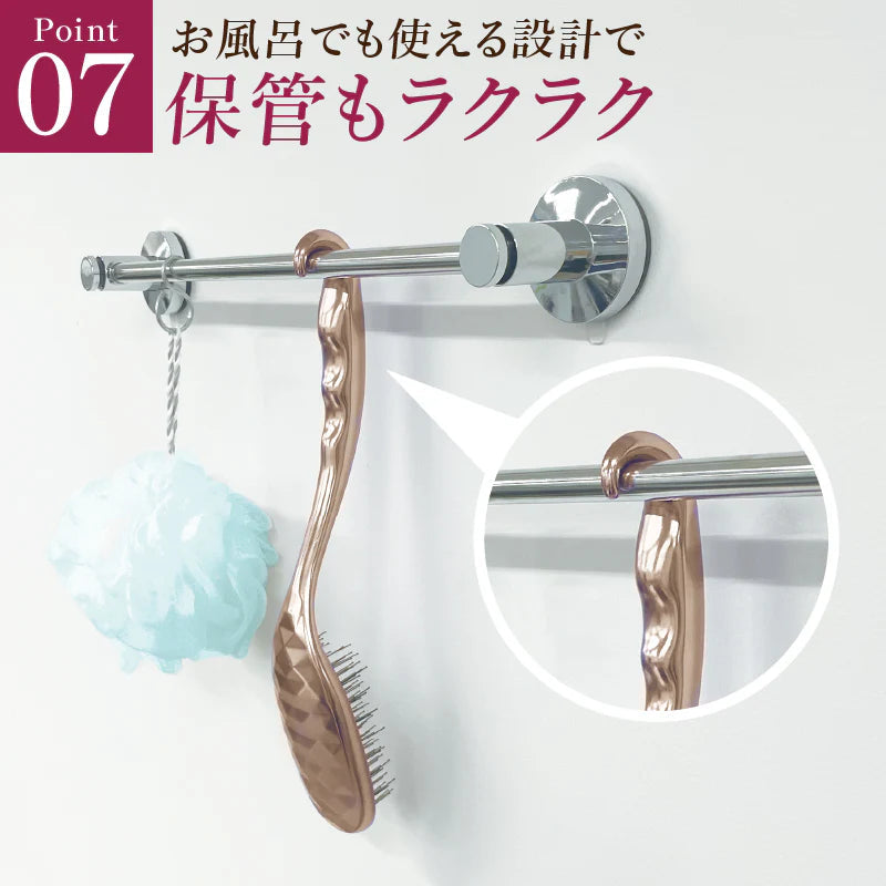 ISHA ロングヘアブラシ/ 超ロング 静電気除去 スカルプブラシ 頭皮マッサージ 四十・五十肩 楽々ブラッシング うるツヤ髪 縮れ毛 ラウンドホール お風呂でも