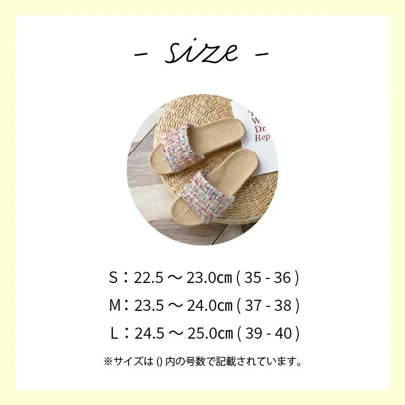 【ブラック　L】スリッパ プレゼント 高級感麻 EVA素材 滑り止め 耐久性 夏用 おしゃれ 吸汗 かわいい 速乾 蒸れない さらさら ベランダ サンダル ツイード 新生活 プレゼント