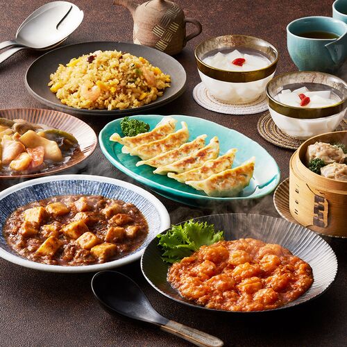 東京 「赤坂四川飯店」監修 本格中華7種セット （麻婆豆腐、餃子、炒飯、乾焼蝦仁、焼売、杏仁豆腐、八宝菜）