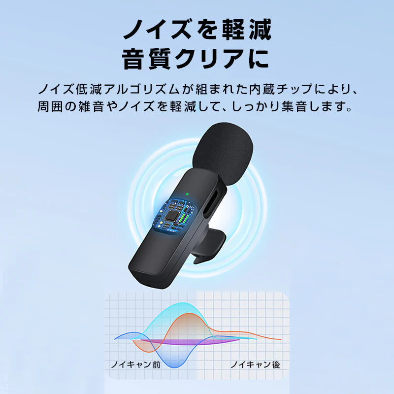 ワイヤレスマイク 2個 1to2 ピンマイク Lightning iPhone 対応 設定不要 スマホ 同時充電可能 クリップ式 360°集音 ノイズ軽減 動画 配信 会議 Vlog 撮影 実況
