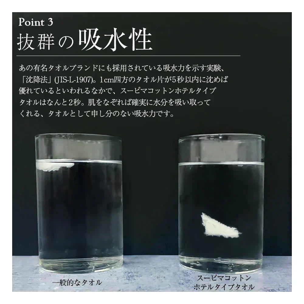 チャコールグレー　フェイスタオル スーピマコットン ホテルタイプタオル 同色3枚セット 【メール便送料無料】