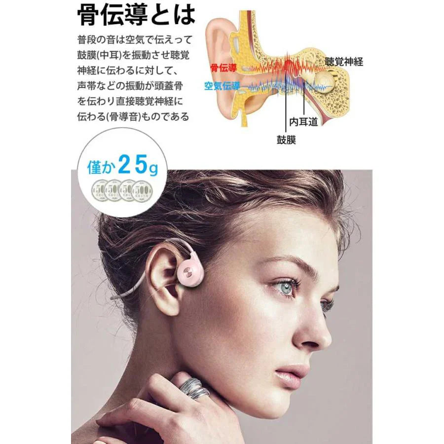 骨伝導イヤホン ワイヤレス ヘッドホン テレワーク 在宅ワークに最適 最強ノイズ キャンセリング マイク 運転中の通話でもきちんと相手に届きます w254C(ブラック)