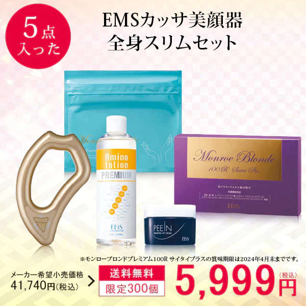 EMSカッサ美顔器全身スリムセット フロウカッサ 超保湿化粧水 ハンドマスク 形状記憶ジェルクリーム 馬プラセンタサプリ