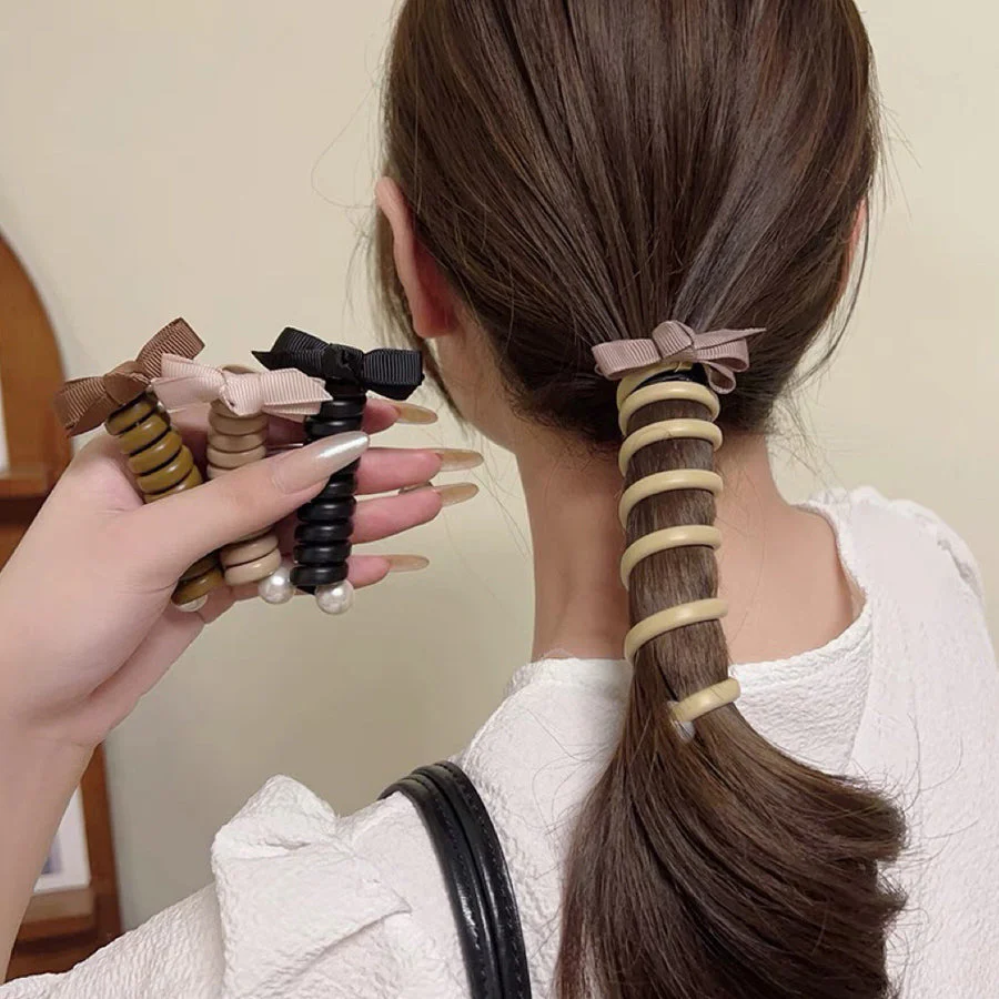 (ピンク)プリングヘアゴム くるくる ヘアアクセサリー ハート オシャレ 髪飾り ヘアゴム コイルポニー ワイヤーポニー まとめ髪