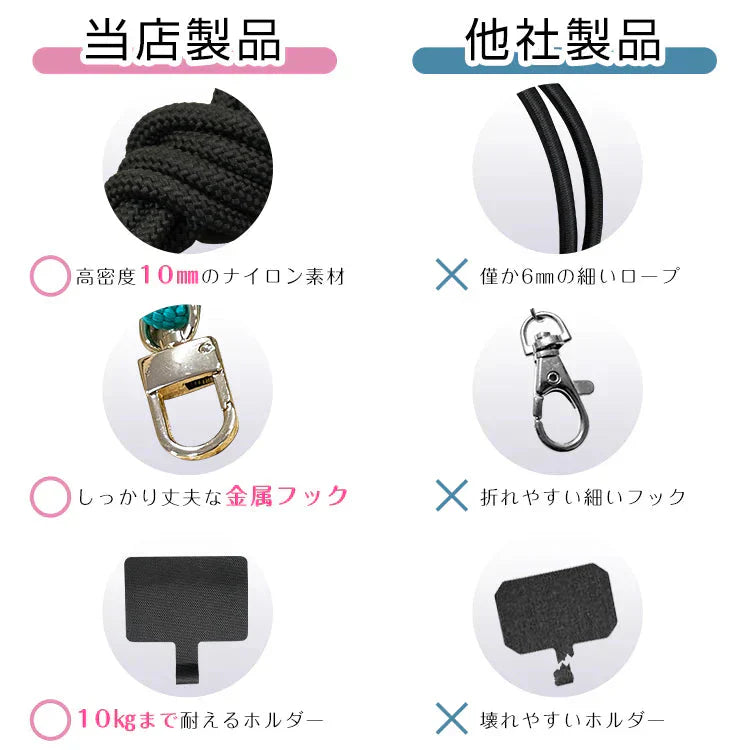 【ダークネイビー】スマホショルダー スマホストラップ ネックストラップ 3way ストラップホルダー 肩掛け 斜め掛け 全機種対応【カウシェファーム収穫対象商品】