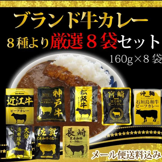 ブランド牛のビーフカレー8種より厳選 1人前160g×8袋セット