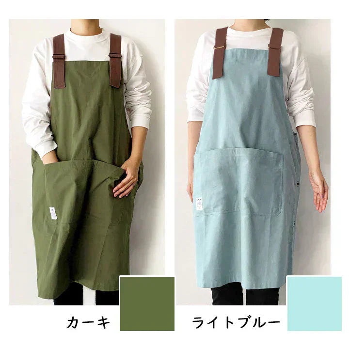 【グレージュ】FABORI ワークエプロン ブルー エプロン メンズ レディース おしゃれ 男女兼用 フリーサイズ かぶり かぶるだけ ガーデニング 膝丈 シンプル DIY 無地 大人 プレゼント ギフト 父の日 保育士