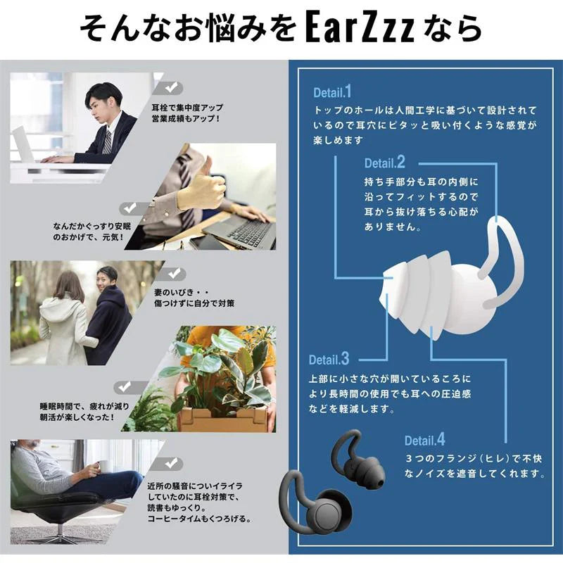 耳栓 睡眠 遮音 高性能 飛行機 シリコン ライブ用 いびき 騒音 睡眠用 防音 勉強 耳せん 快眠 旅行 安眠 イヤープラグ 防音 ライブ 工事 水洗い可 ケース付き w240A(ホワイト)