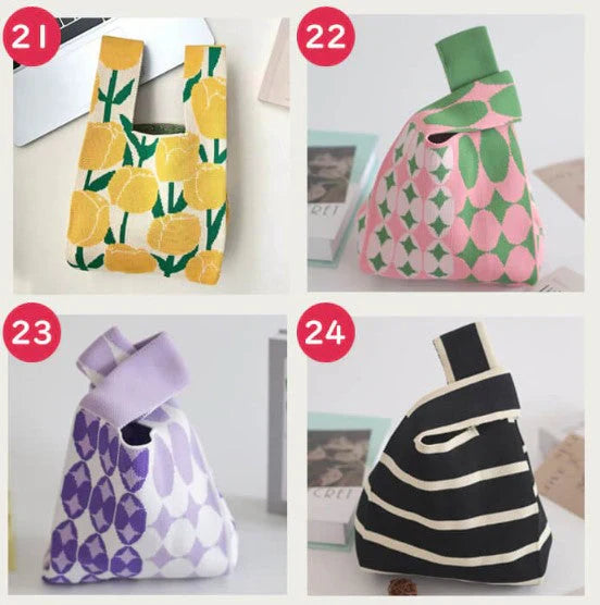 【3】【同柄2個セット】【予約商品・発送時期は商品説明に記載】ニット バッグ ニットバッグ 同柄 2個セット マルシェバッグ ニット トートバッグ 縦型 クロシェ編み かぎ針 ハンドバッグ マルシェ 韓国 ミニバッグ ミニバッグ 送料無料 ギフト プレゼント