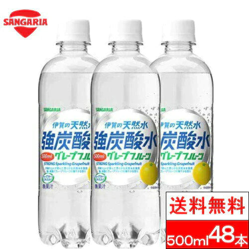 【送料無料】 サンガリア 伊賀の天然水 強炭酸水 グレープフルーツ 500ml 48本