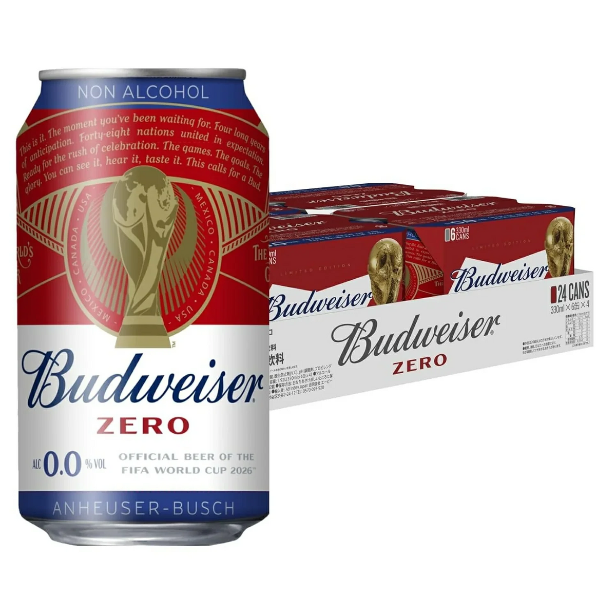 【送料無料】ノンアルコール バドワイザー ゼロ Budweiser Zero 330ml×1ケース/24本【ご注文は3ケースまでで一個口配送可能】
