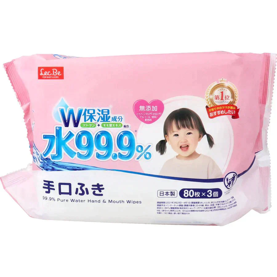ベビー用手口ふき レック 水99.9％ 80枚X3個入 X8パック