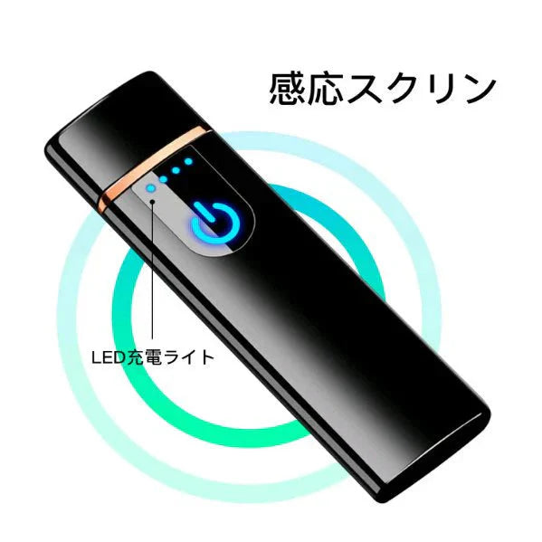 ゴールド電子ライター USB充電式 プラズマ 電気 usb ライター 小型 充電式 ガス?オイル不要 防風 軽量 薄型 プレゼント w107E（タイプE）ゴールド