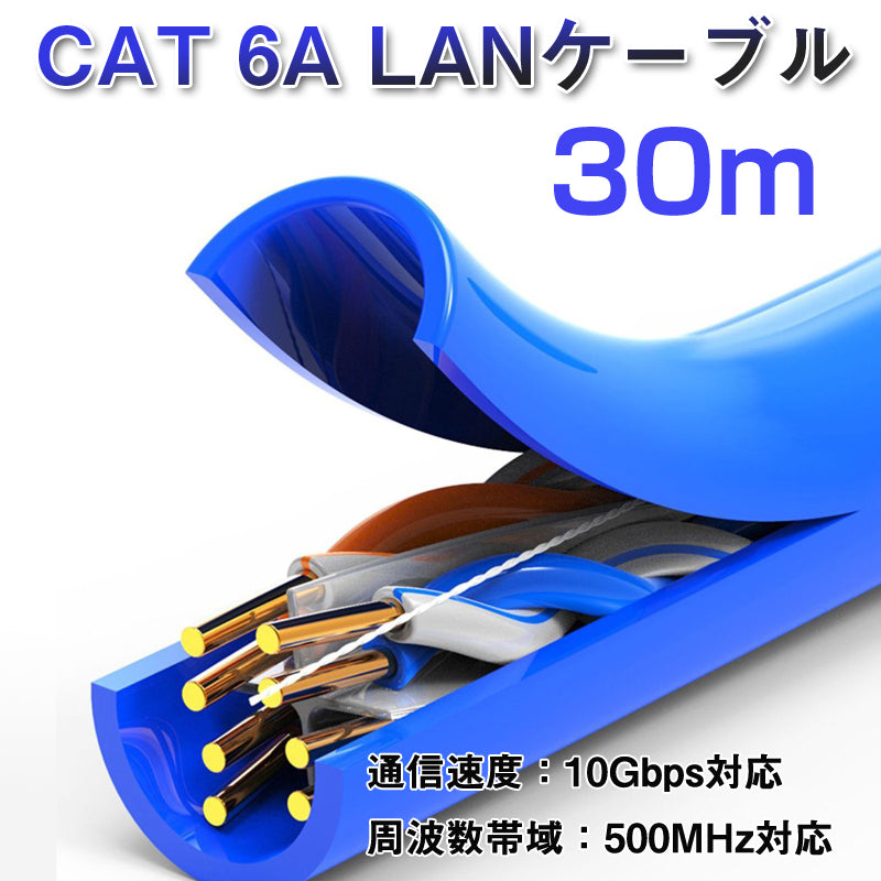 LANケーブル自作セット 貫通コネクタ30個+かしめ工具+LANテスター+CAT6ALANケーブル30m RJ45 8P6P 貫通型 簡単 圧着 プラグ DIY ネットワーク 配線