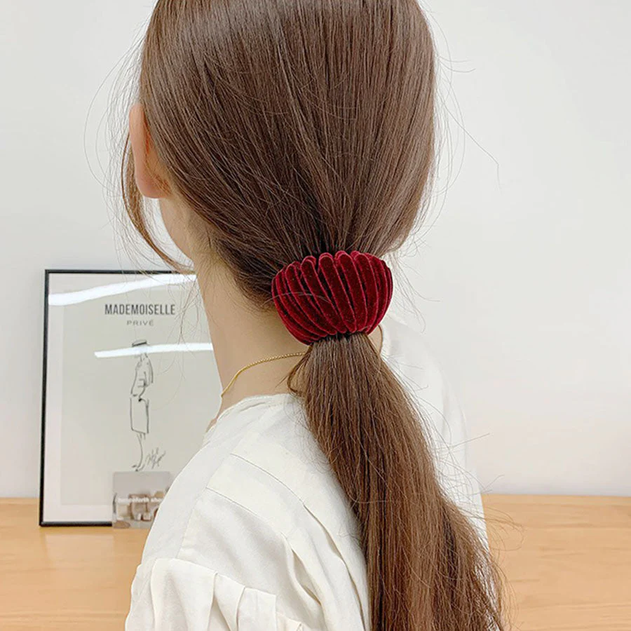 (ワインレッド)ヘアゴム ヘアクリップ ポニーリング 団子 シュシュ ヘアアクセサリー かわいい オシャレ 髪飾り