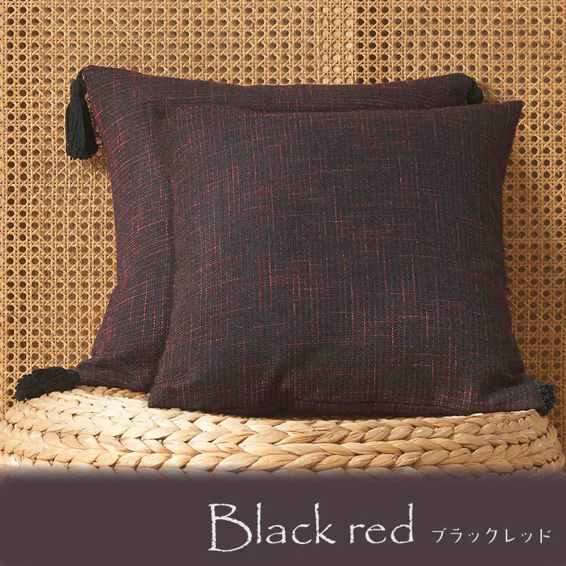 【グリーン (2枚セット)　フリンジ付き】クッションカバー 45×45cm 北欧 おしゃれ 冬 2枚セット フリンジ付き 丸洗いOK 柔らか かわいい 汚れ防止 洗える 無地 インテリア 替えカバー 伸縮性 ソファカバーと合わせ 新生活 転居 引っ越し 12色