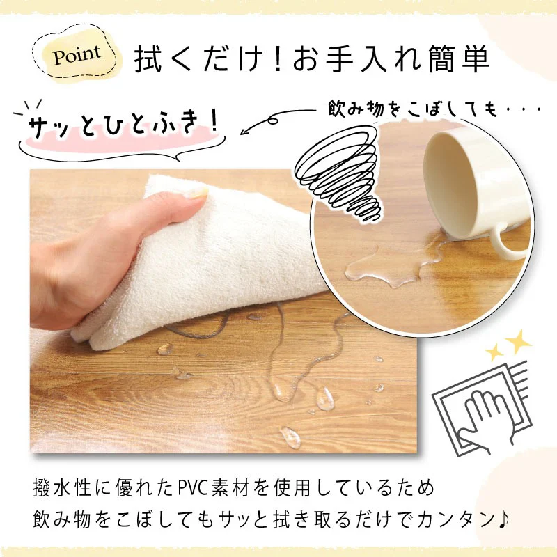 【クリア　40×60cm】デスクマット PVCクリアマット 透明 クリア 40×60  48×85 60×120 撥水 拭ける 傷防止 透明マット 抗菌 防カビ フリーカット 机 デスク 防臭 厚さ1.5mm 保護 テーブルマット ソフトタイプ 防水 パソコン デスクシート 学習机 勉強机 防汚
