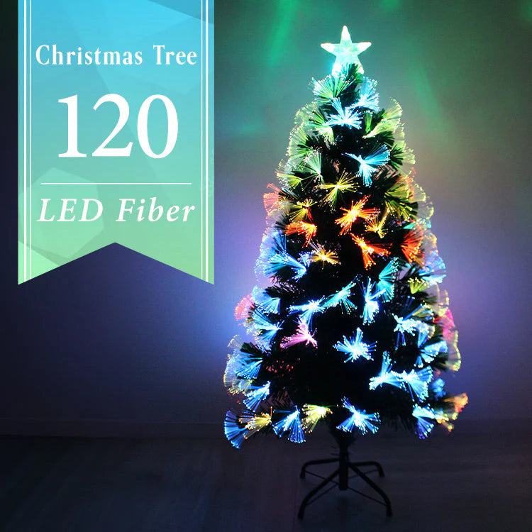 クリスマスツリー LED ファイバーツリー 120cm イルミネーション 高輝度 LEDライト ファイバー 光ファイバー クリスマス ツリー おしゃれ シンプル コンパクト 北欧 簡単組立 クリスマス用品