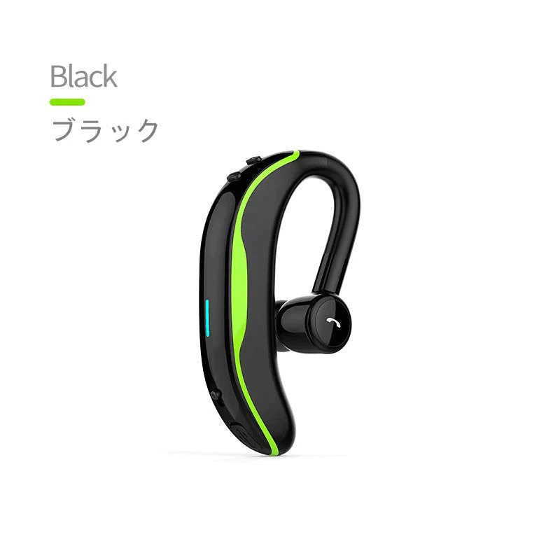 【ブラック＆グリーン】ブルートゥースイヤホン Bluetooth 5.2 ワイヤレスイヤホン 耳掛け型 ヘッドセット 片耳 最高音質 マイク内蔵 日本語音声通知 180°回転 超長待機 左右耳兼用