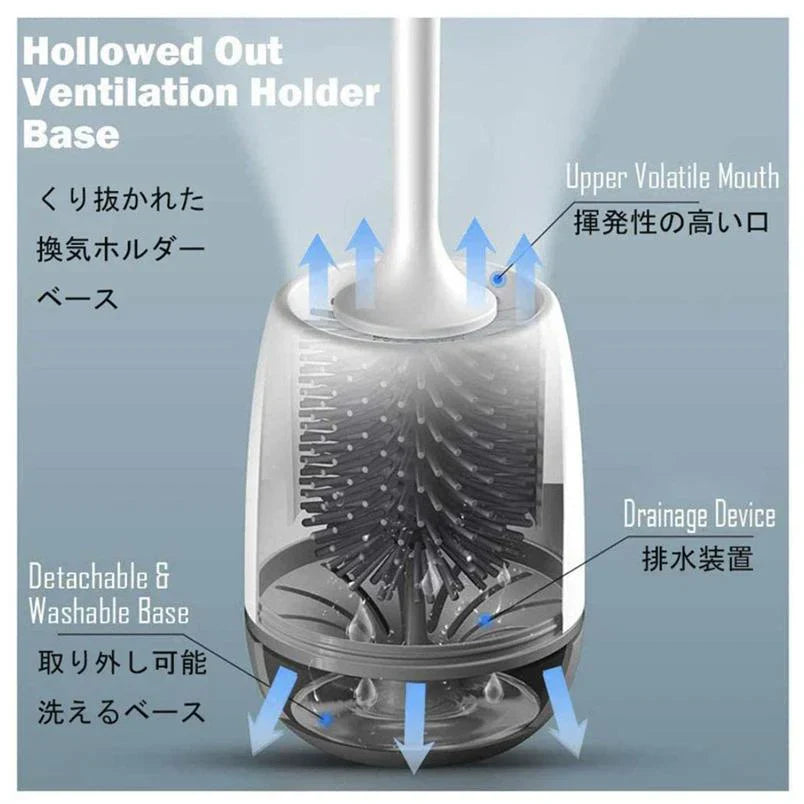 即納商品 ブラック トイレブラシ トイレ掃除 掃除ブラシ 大掃除 柔らかい地面式 収納ケース付き コンパクト TPR材質 傷つけない 衛生用品 （ブラック）