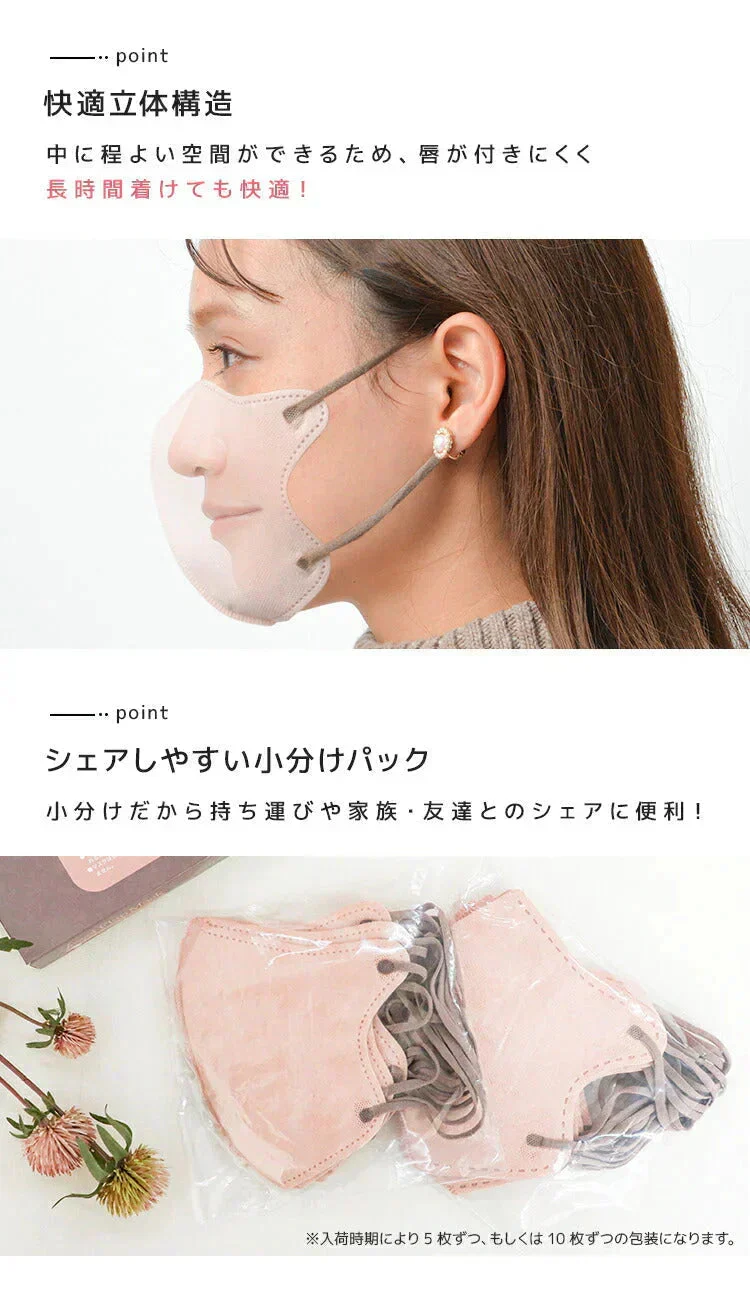 【100枚セット・ホワイト・FREEサイズ・バイカラー】立体マスク バイカラー 小顔 立体 不織布 カラー 血色 5D 3Dマスク マスク 両面 同色 カラーマスク ジュエルフラップマスク 3Dデイリースタイル Jewel Flap Mask 3D daily style Fit type フィットタイプ 公式 WEIMALL bwm5d