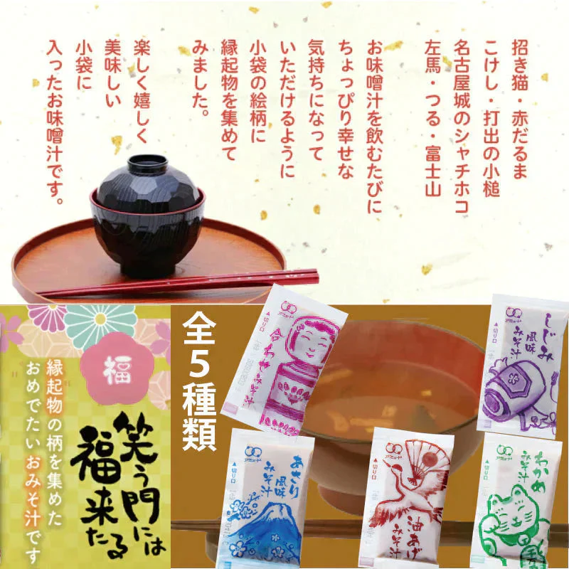 即席 国産みそ汁 生みそタイプ 5種アソート 860ｇ（約60食）ゆうパケット便 送料込