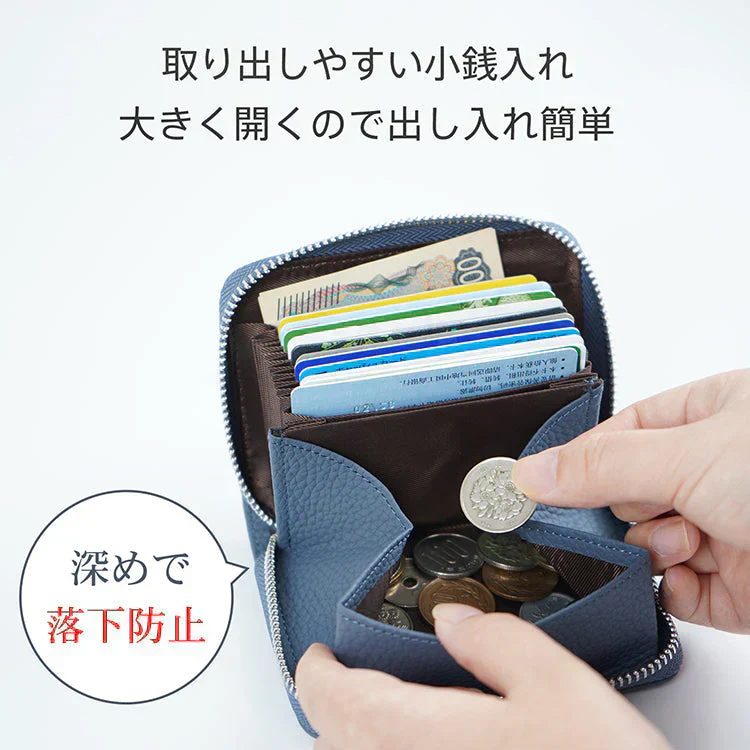 【ピンク】 ミニ財布 レディース メンズ カードケース 牛革 二つ折り 大容量 コンパクト じゃばら式