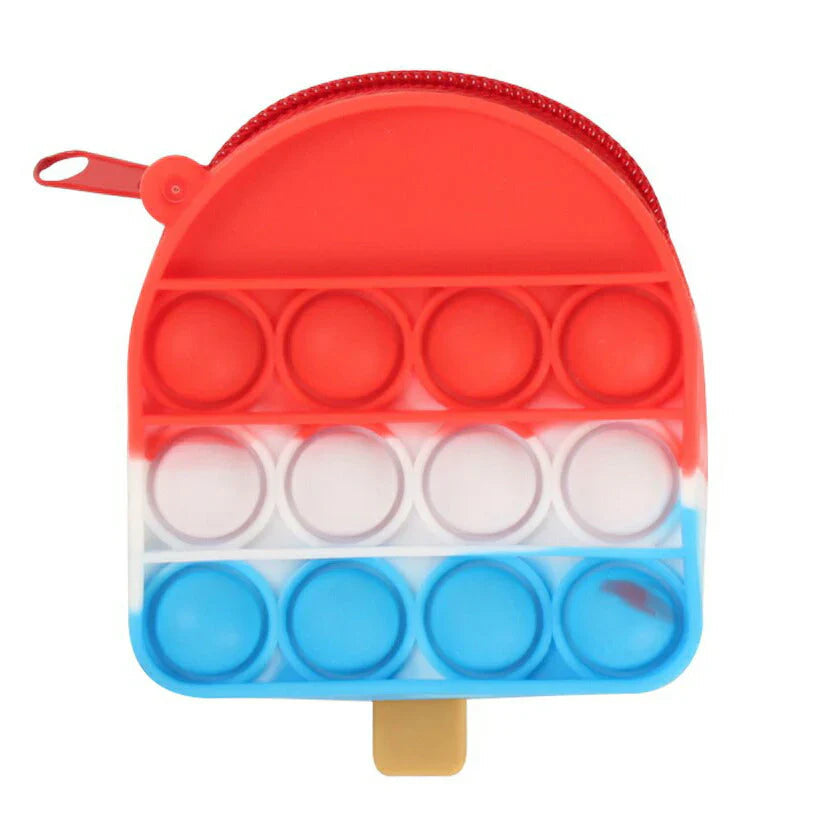 プッシュポップ 小銭入れ アイス 赤青白バッグ red blue white color 財布 カバン アクセサリー ぷちプレゼント 子供にご褒美 流行り 小物入れ ヘアピン収納