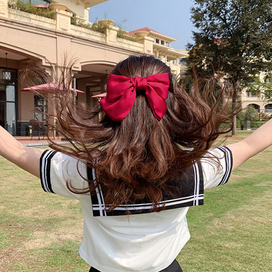 (ブラック)リボンヘアアクセサリー 髪飾り 大きい おしゃれ　キッズ　大人