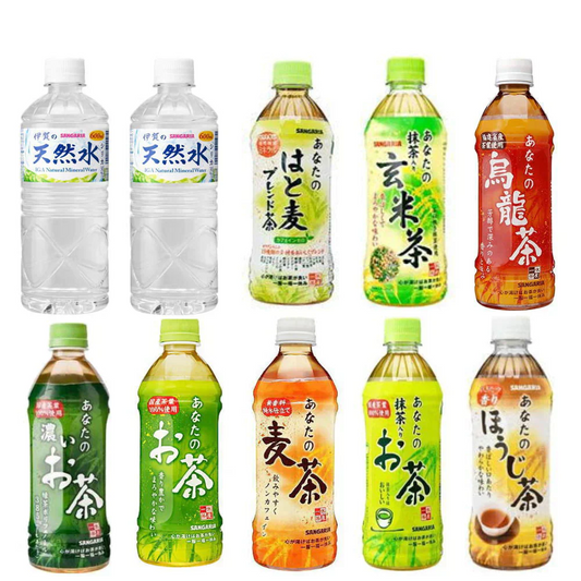 にぎわい広場  サンガリア あなたのお茶シリーズ 500mlと伊賀の天然水 600ml お茶とお水の24本セット ペットボトル