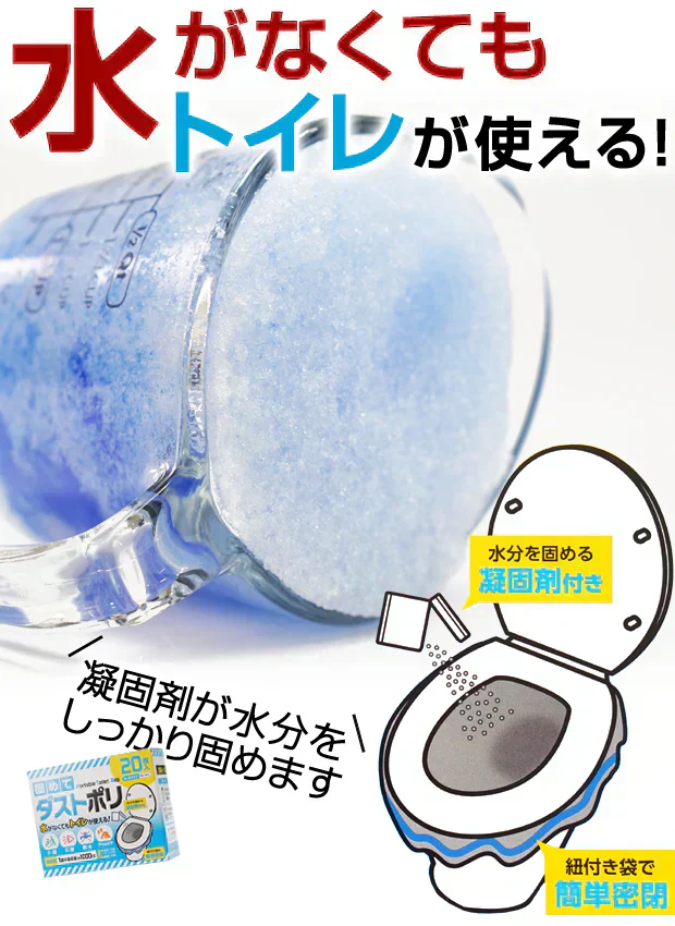 【即出荷】【口ひも付きで簡単密封！】固めてダストポリ 2箱セット 『災害用トイレ／簡易トイレ』