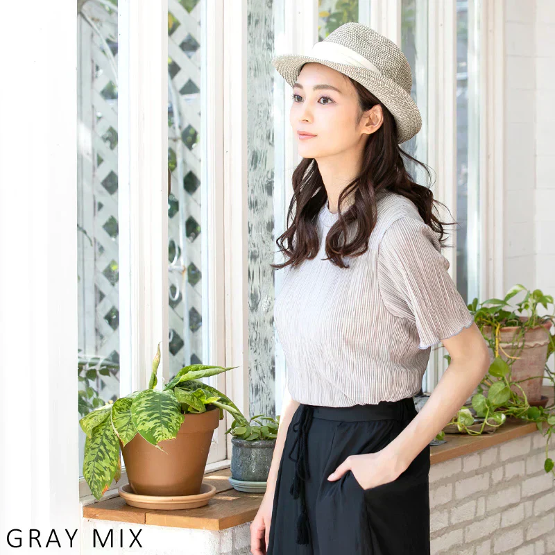 【フリー56-58.5cm-グレーミックス】 【商品名：ミックスペーパーソフトHAT】