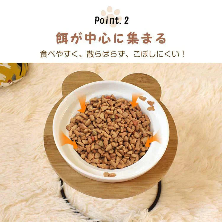 ペット食器台 フードボウル 1枚 陶器 磁器 犬 猫 イヌ ネコ ボウル お皿 餌入れ 傾斜 斜め スタンド 餌皿 エサ皿 水 食器スタンド 姿勢 食事 サポート