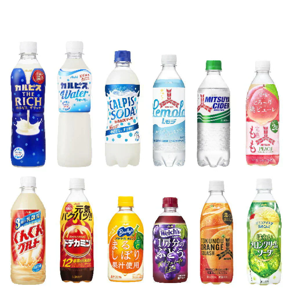 アサヒ飲料 カルピス クリームソーダ 三ツ矢サイダー ドデカミン バヤリースオレンジ 果汁・乳酸菌・炭酸・健康飲料12種24本セット