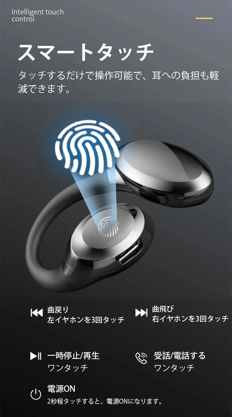 ワイヤレスイヤホン Bluetooth 5.3 耳掛け式　片耳 超軽量ブルートゥースヘッドホン ヘッドセット HIFI高音質 ワンタッチ操作 低遅延 左右分離型 自動ペア s091C(オレンジ)