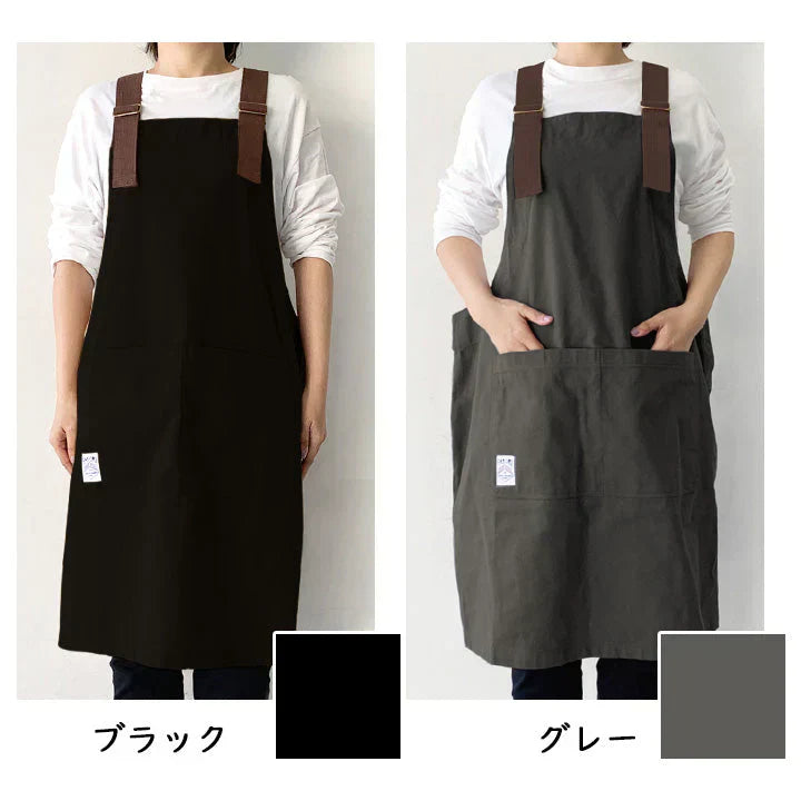 【ヒッコリーデニム】FABORI ワークエプロン ブリック エプロン メンズ レディース おしゃれ 男女兼用 フリーサイズ かぶり かぶるだけ ガーデニング 膝丈 シンプル DIY 無地 大人 プレゼント ギフト 父の日 保育士