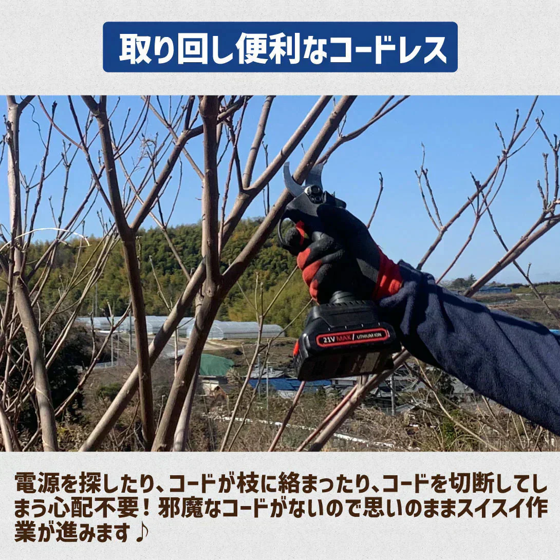 充電式 らくらく電動剪定はさみ 剪定ばさみ バッテリー・充電器付 1組  庭木 枝切り【発送時期は商品説明参照】