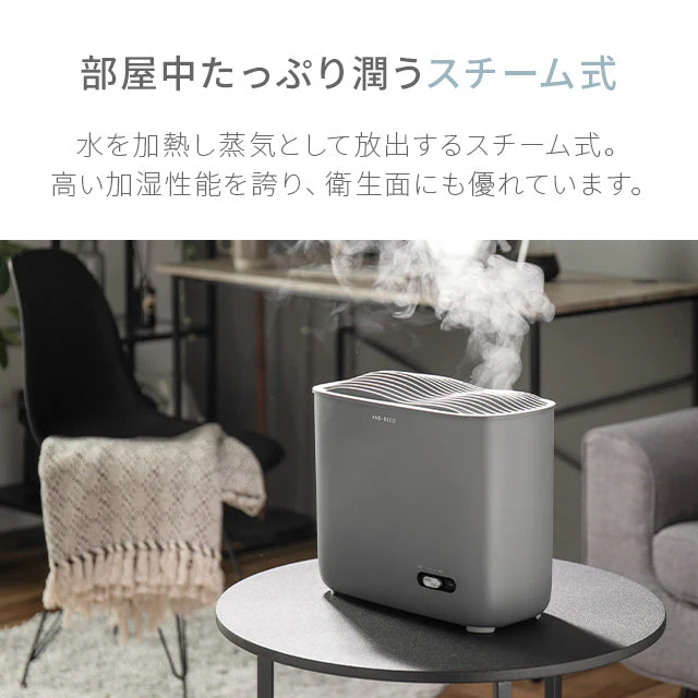 （ホワイト）スチーム式 加湿器【1年保証】