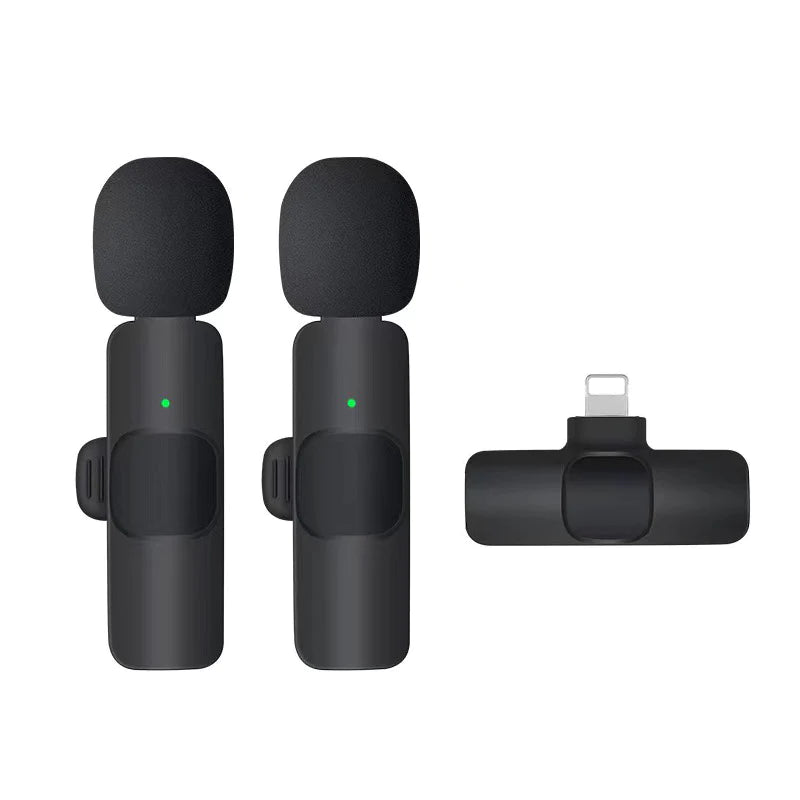 ワイヤレスマイク 2個 1to2 ピンマイク Lightning iPhone 対応 設定不要 スマホ 同時充電可能 クリップ式 360°集音 ノイズ軽減 動画 配信 会議 Vlog 撮影 実況